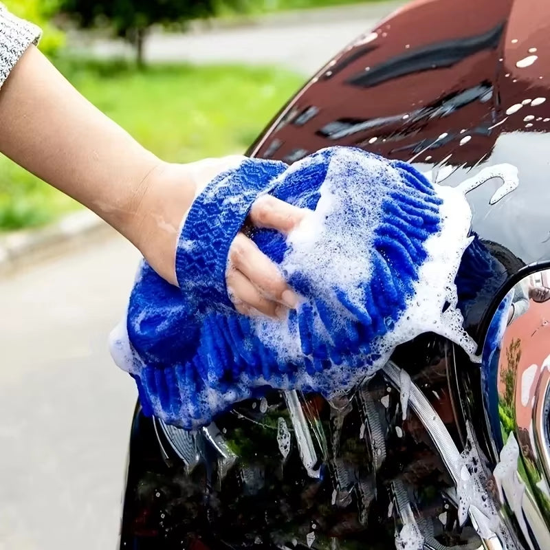 Esponja De Microfibra Para Lavado De Coches, Cepillo Para Limpiar Detalles De Cuidado Del Coche, Toalla De Lavado, Guantes Para Coche, Accesorios De Estilismo Disponibles En Ambos Lados