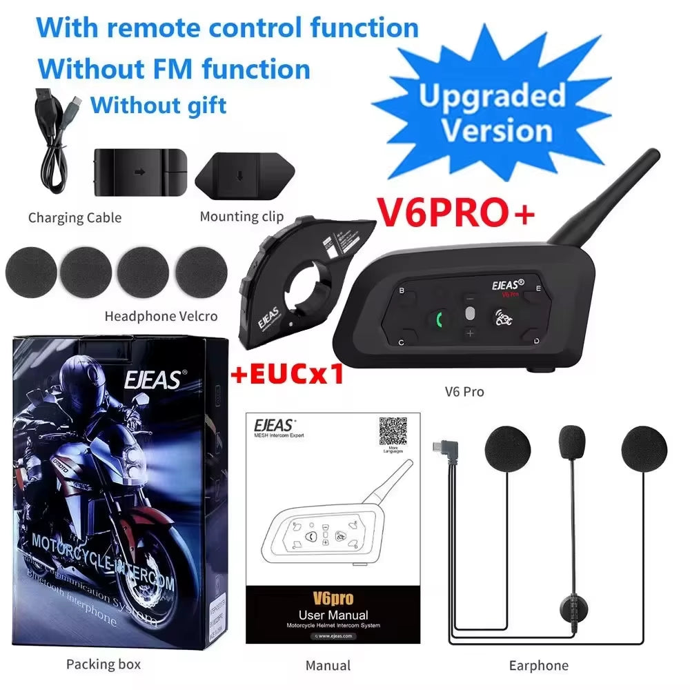 V6 PRO + Intercomunicador Para Casco De Motocicleta Auriculares Bluetooth Soporte EUC CVC Reducción De Ruido Impermeable IP67 Tiempo De Espera 260H