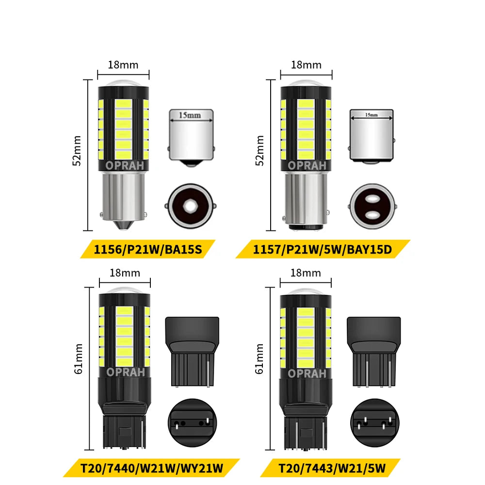 10 Uds Luz De Camión De Coche 12V 24V LED 5630SMD 1156 BAU15S PY21W P21W 1157 BAY15D Bombilla 7440 7443 Lámpara De Señal Canbus Luz De Circulación DRL
