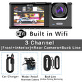 Wifi 3 Canales Coche DVR Cámara De Salpicadero De Tres Vías Dentro De La Cámara Del Vehículo DVR Grabadora FHD 1080P Vídeo Mini Registrador Dashcam Videocámara