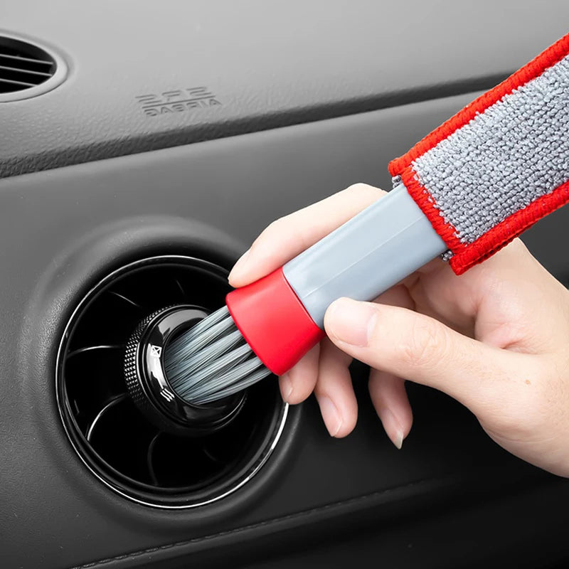 Cepillos De Limpieza De Detalles De Coche De Doble Cabezal, Limpieza De Salida De Aire De Coche, Acondicionador, Rejilla, Plumero, Cepillos De Limpieza, Herramientas De Limpieza Interior De Coche