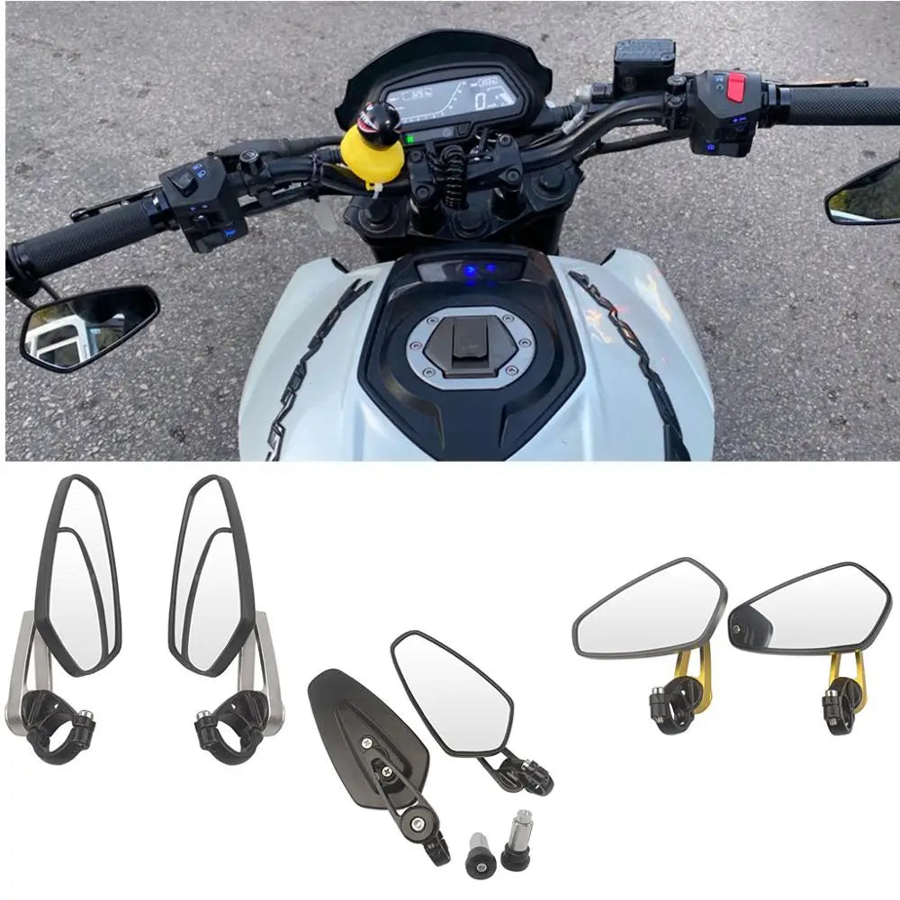 Espejos Retrovisores Universales Para Motocicleta De 7/8 ", Mango Retrovisor, Espejos Laterales Ovalados De Aluminio Para Suzuki Kawasaki Yamaha
