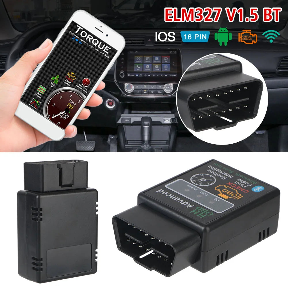 ELM327 Para Ios/Android Bluetooth V1.5 Detector OBD2 Adaptador De Interfaz Accesorios De Coche Lector De Código Escáner De Diagnóstico De Coche