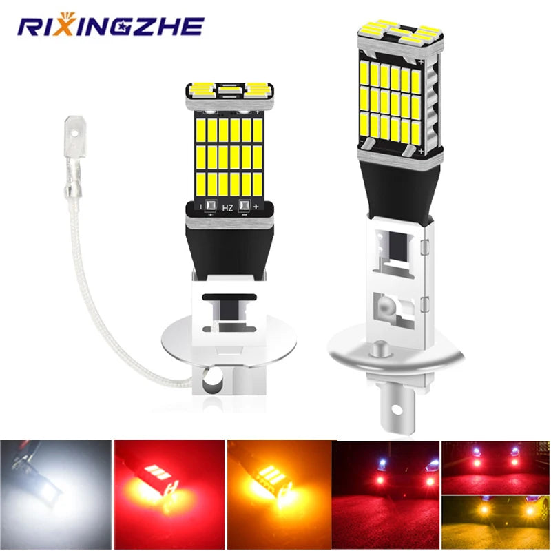 2PCS H1 LED H3 LED Lámparas Para Coche, Luces Antiniebla LED, Bombillas LED Para Faros Antiniebla 6000K Blancas, Lámpara Antiniebla Automática, Luz Diurna BLANCO/ÁMBAR/ROJO