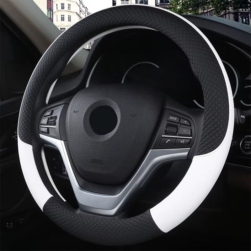 Seametal-Funda De Cuero Para Volante De Coche, 38CM, Estilo Deportivo, Cubiertas Para Volante De Coche, Antideslizantes Y Antiarañazos