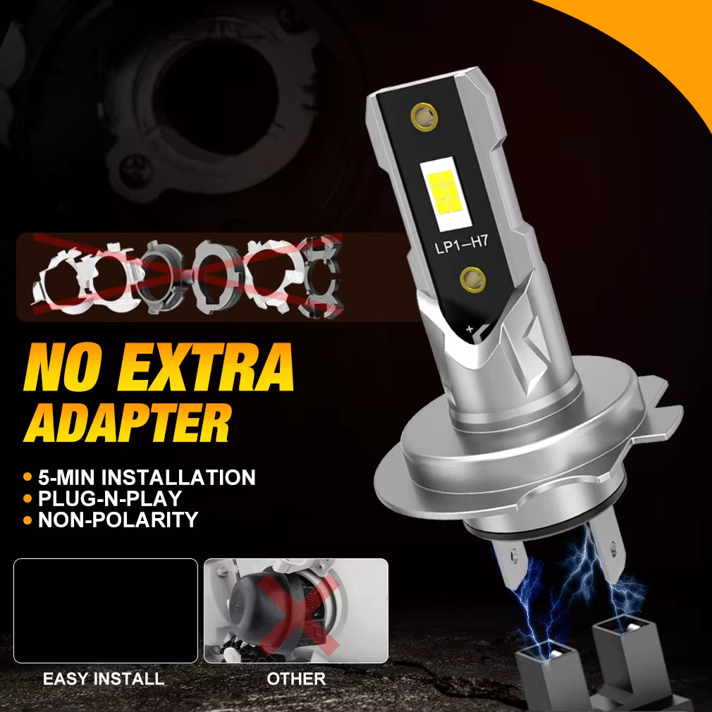 Kit De Faros LED H7 De 20000LM, Mini Bombilla De 100W CSP 3570 Para Faros De Coche, Faros Antiniebla Canbus H7, Led Turbo Para Automóvil, 12V, 6000K
