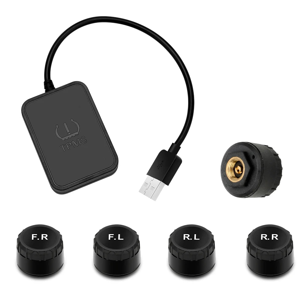 Sistema De Monitoreo De Presión De Neumáticos De Transmisión Inalámbrica TPMS USB Android Para Coche TPMS De Navegación Android Con Sistema De Alarma De 4 Sensores