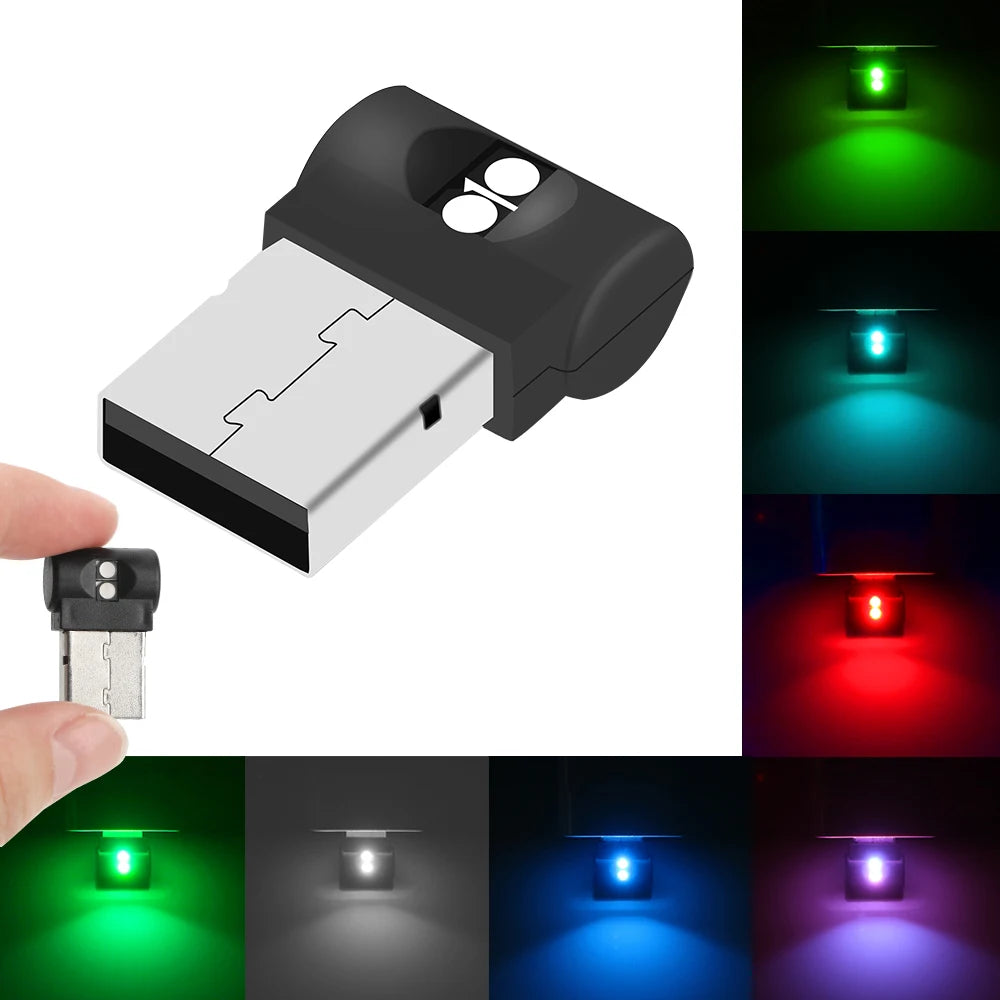 Mini Luz LED USB Para Coche, Luz De Ambiente Interior Para Coche, Iluminación De Emergencia, PC, Lámpara Decorativa Colorida, Accesorio Para Coche