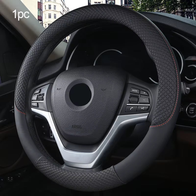Seametal-Funda De Cuero Para Volante De Coche, 38CM, Estilo Deportivo, Cubiertas Para Volante De Coche, Antideslizantes Y Antiarañazos