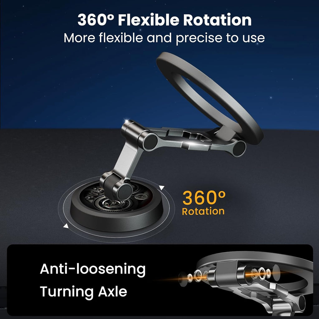 Soporte Magnetico Movil Coche Para Magsafe, Plegable, Rotación De 360° | Succión Potente,Parabrisas Salpicadero Porta Movil,Todo Metal Soporte Telefono Coche Para Iphone Y Funda Magsafe