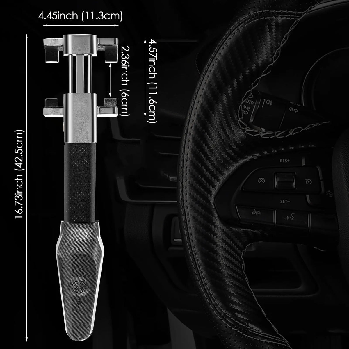 Cerradura De Volante Con Alarma 120Db, Cerradura De Volante Cerraduras Crook Para Coches, Dispositivo Antirrobo De Bloqueo De Coche Resistente