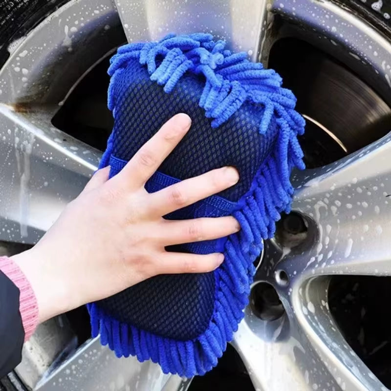 Esponja De Microfibra Para Lavado De Coches, Cepillo Para Limpiar Detalles De Cuidado Del Coche, Toalla De Lavado, Guantes Para Coche, Accesorios De Estilismo Disponibles En Ambos Lados
