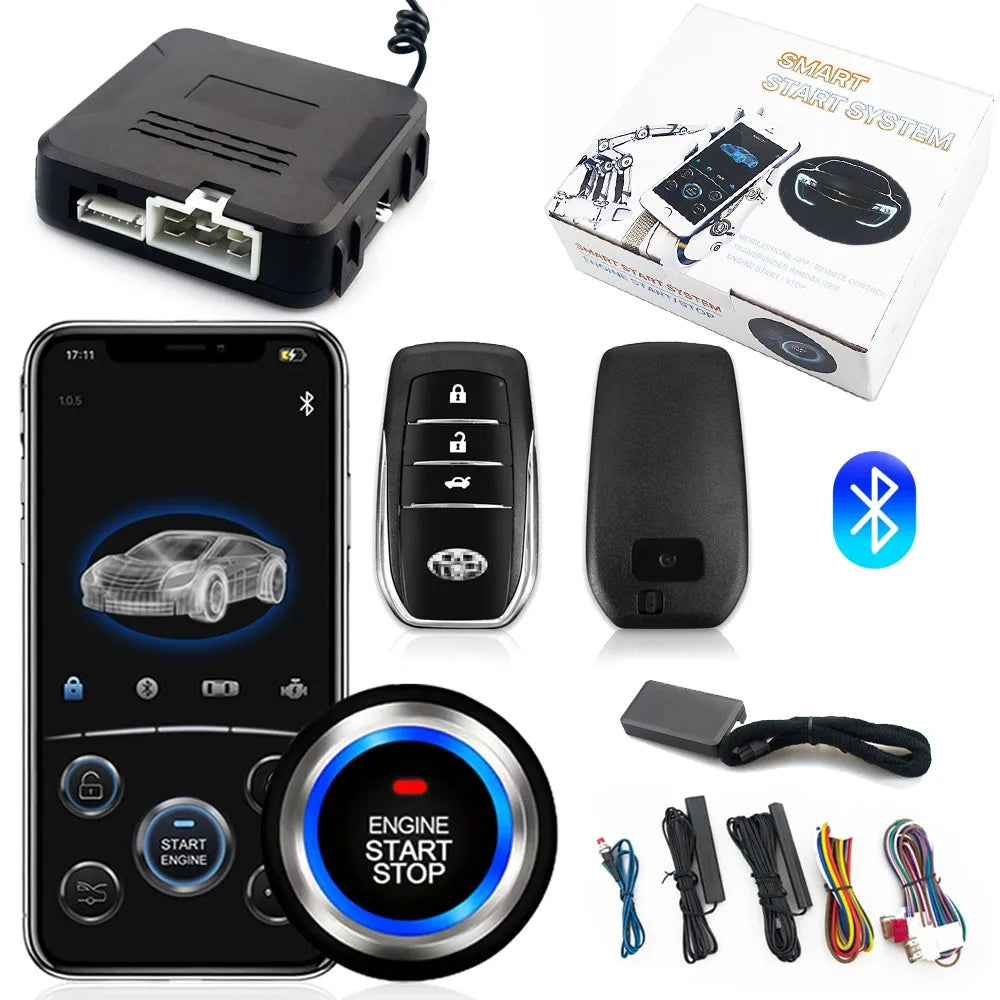 Kit De Parada De Arranque Remoto Universal Para Coche, Bluetooth, Control Por Aplicación De Teléfono Móvil, Encendido Del Motor, Maletero Abierto, Alarma De Entrada Sin Llave PKE Para Coche
