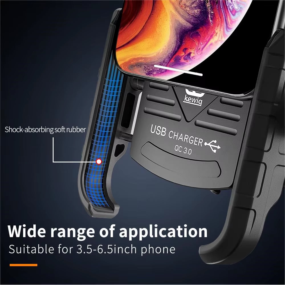 Soporte Para Teléfono Móvil De Motocicleta, Soporte Para Teléfono Móvil De Moto, Soporte GPS Con Cargador USB QC 3,0 Resistente Al Agua
