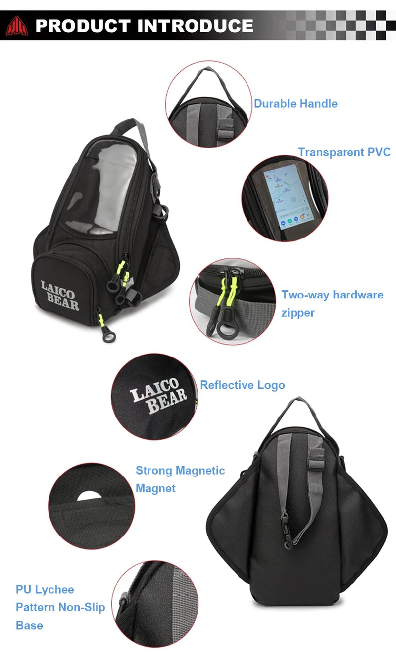 Bolsa De Tanque De Combustible Para Motocicleta, Bolsa De Tanque De Motocicleta Impermeable, Bolsa De Tanque De Navegación Magnética Para Teléfono Móvil, Paquete De Depósito De Aceite Para Moto