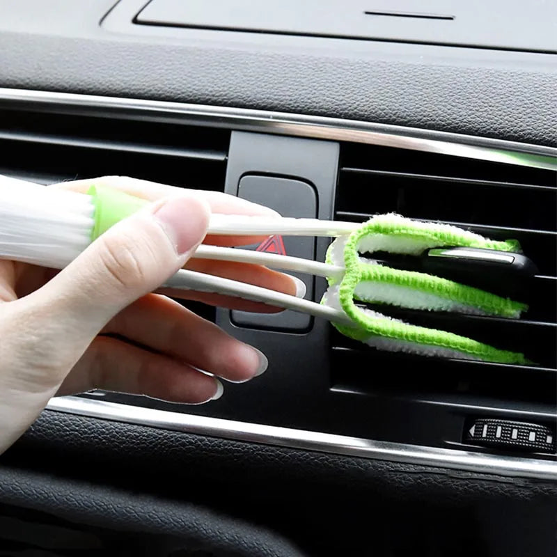 Cepillos De Limpieza De Detalles De Coche De Doble Cabezal, Limpieza De Salida De Aire De Coche, Acondicionador, Rejilla, Plumero, Cepillos De Limpieza, Herramientas De Limpieza Interior De Coche