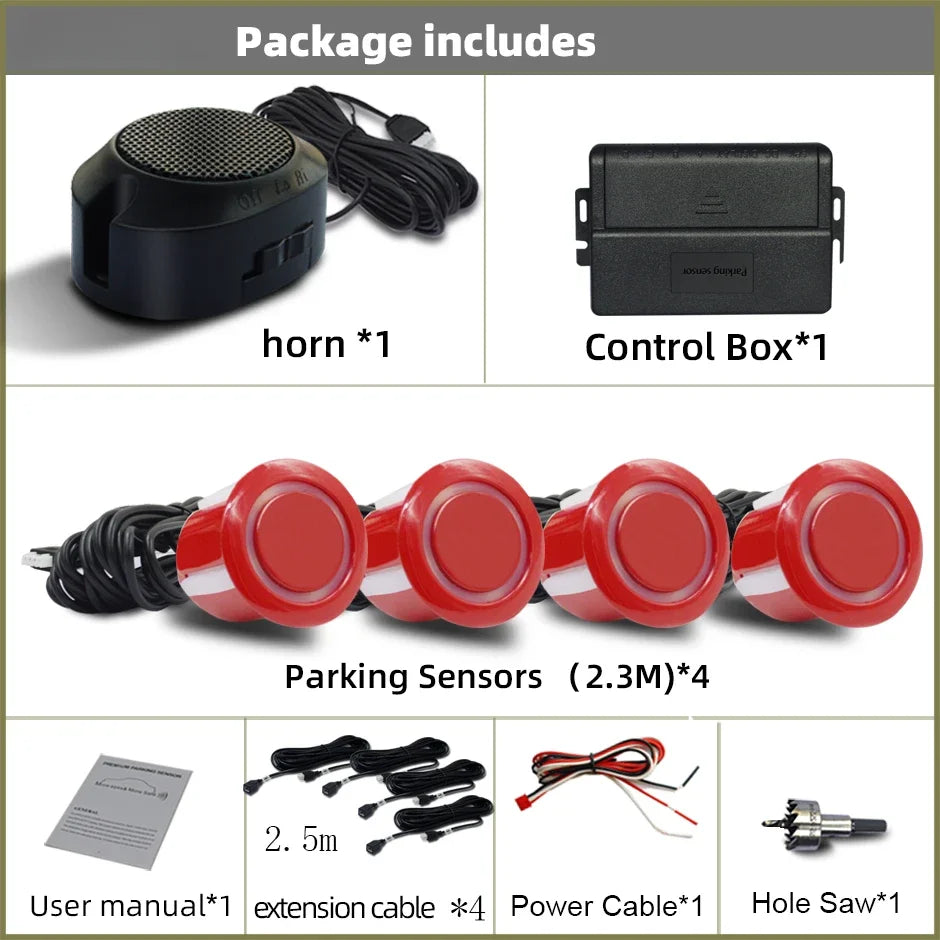 Kit Profesional De Sensores De Aparcamiento Delanteros Para Coche, Sistema De Asistencia Al Aparcamiento Con Alarma Sonora Y Volumen Ajustable, Universal