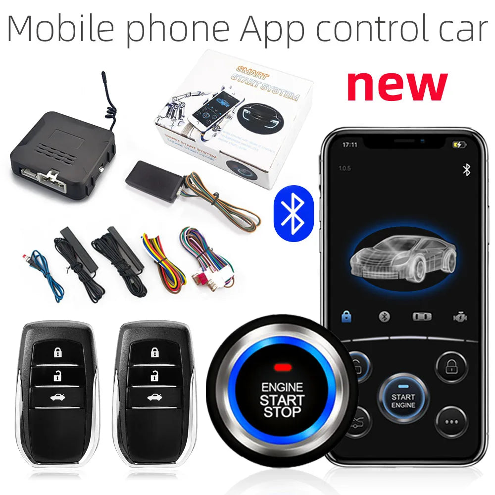 Kit De Parada De Arranque Remoto Universal Para Coche, Bluetooth, Control Por Aplicación De Teléfono Móvil, Encendido Del Motor, Maletero Abierto, Alarma De Entrada Sin Llave PKE Para Coche