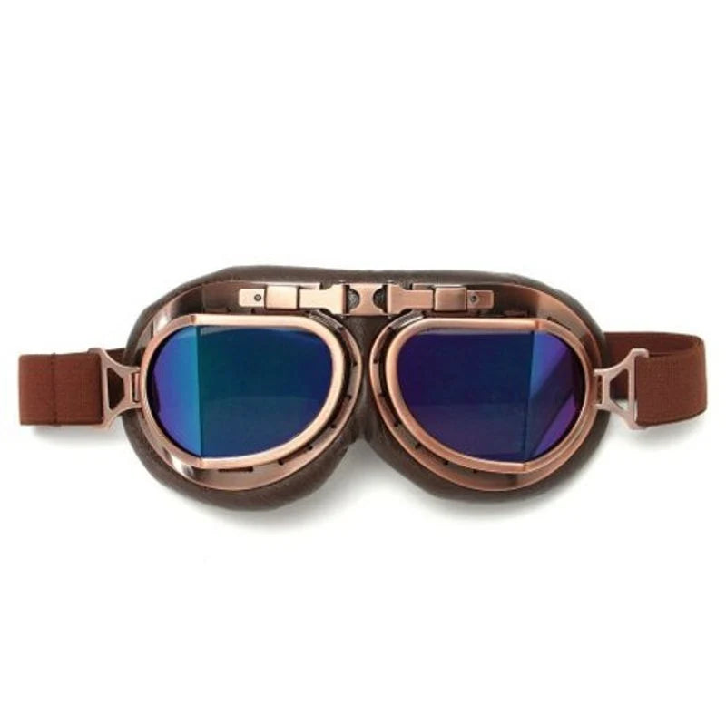 Retro Motorcycle Goggles Glasses Classic Sunglasses for Harley Pilot Steampunk Copper Helmet Yellow
