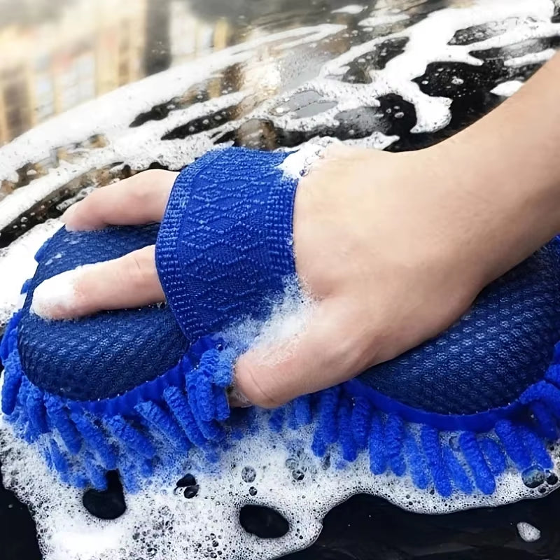 Esponja De Microfibra Para Lavado De Coches, Cepillo Para Limpiar Detalles De Cuidado Del Coche, Toalla De Lavado, Guantes Para Coche, Accesorios De Estilismo Disponibles En Ambos Lados