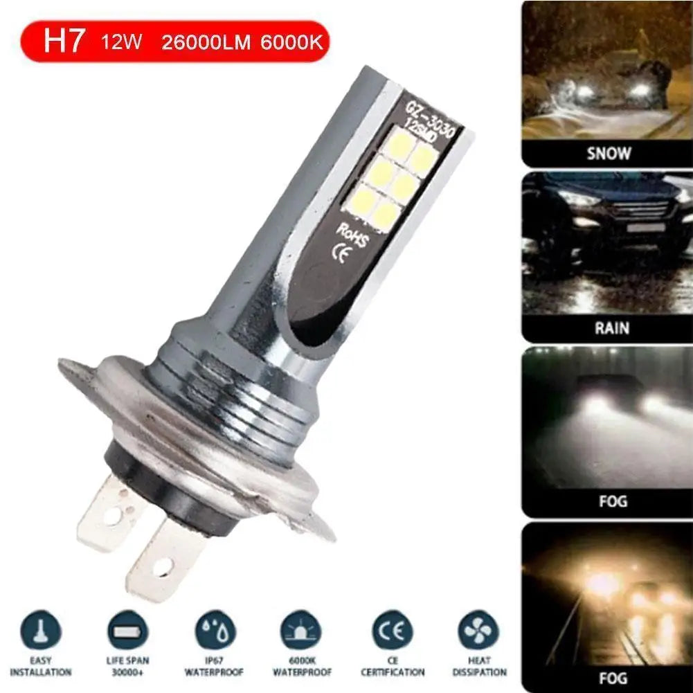 Bombilla LED Para Faros Delanteros H1/H3/H4/H7/H11, 12V, 12W, Alta Potencia, Luz LED Para Coche, 6000K, Bombillas Para Faros Delanteros De Coche, 12000LM
