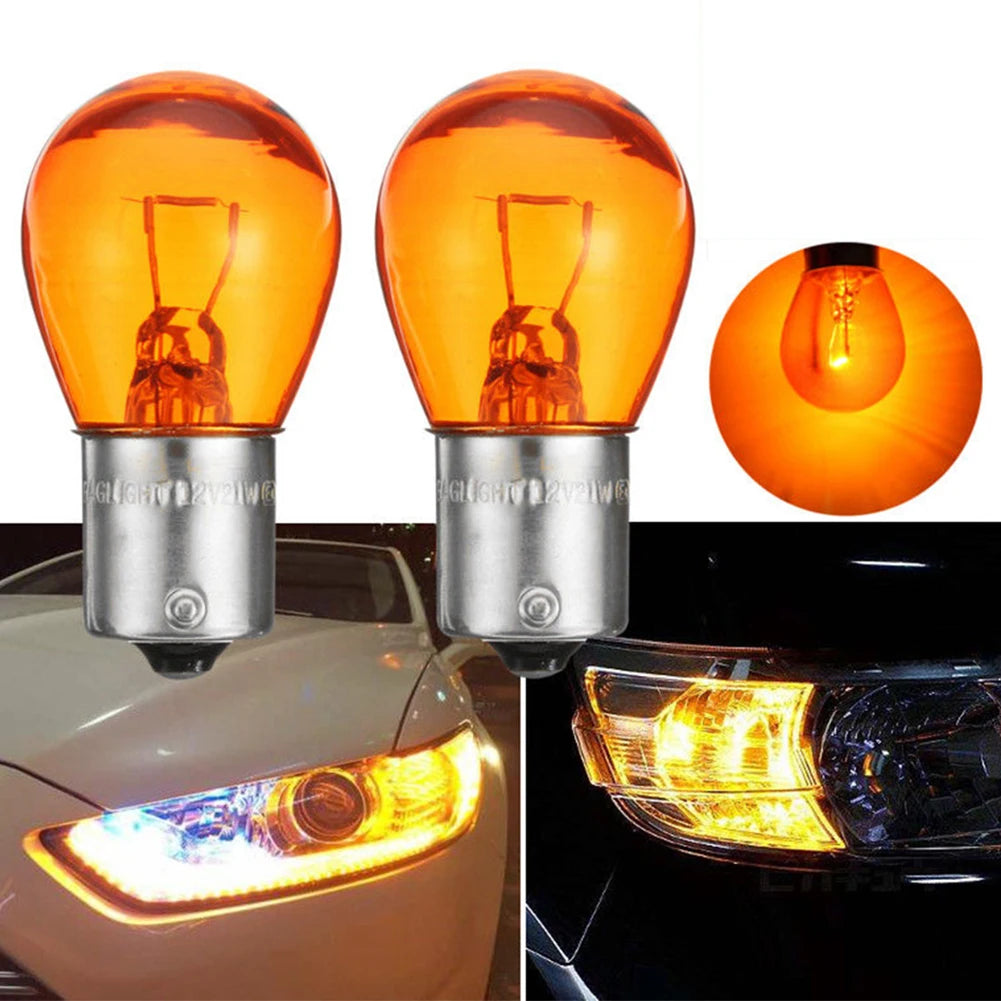 2 Uds 1156 BA15S Vidrio De Alta Potencia Bajo Consumo Luz De Freno De Coche Lámpara Indicadora 21W DC12V Blanco/Ámbar # 289597