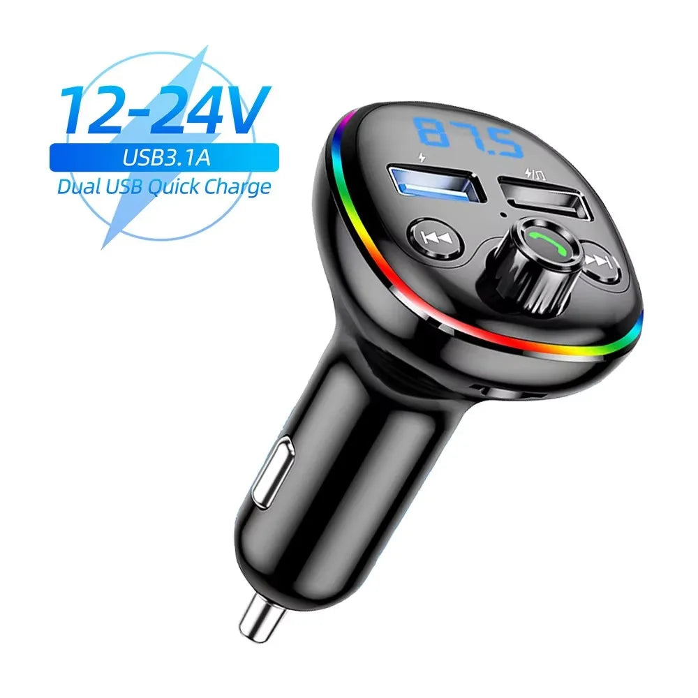 Transmisor FM Bluetooth Para Coche, Adaptador PD Tipo C Para Coche, Cargador Rápido USB Dual, Modulador De Radio Manos Libres, Reproductor MP3, Compatible Con Tarjeta TF