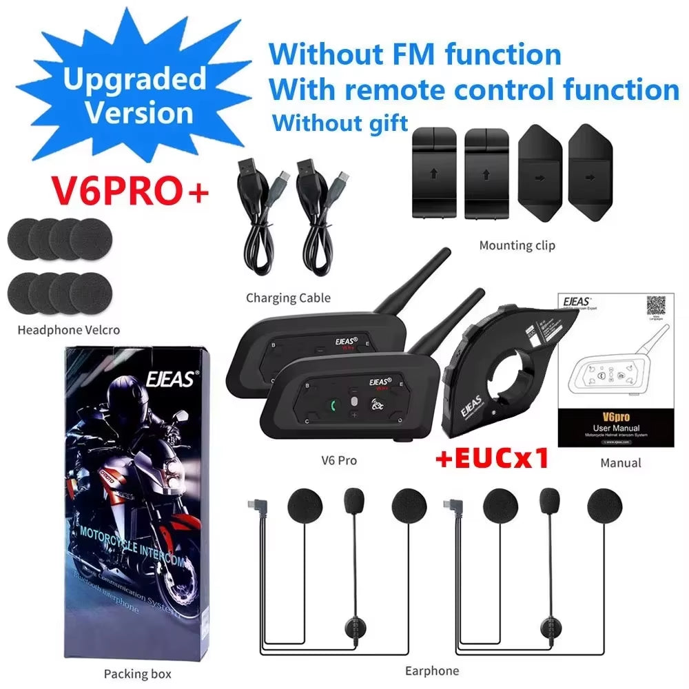 V6 PRO + Intercomunicador Para Casco De Motocicleta Auriculares Bluetooth Soporte EUC CVC Reducción De Ruido Impermeable IP67 Tiempo De Espera 260H