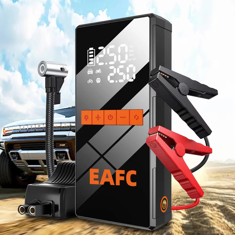Arrancador De Coches Portátil EAFC 150PSI Con Bomba De Aire, Batería De Emergencia 5000A Y Power Bank