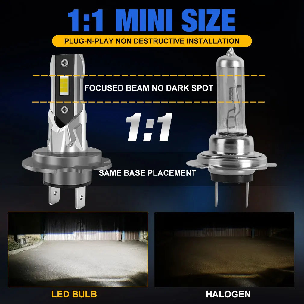 Kit De Faros LED H7 De 20000LM, Mini Bombilla De 100W CSP 3570 Para Faros De Coche, Faros Antiniebla Canbus H7, Led Turbo Para Automóvil, 12V, 6000K