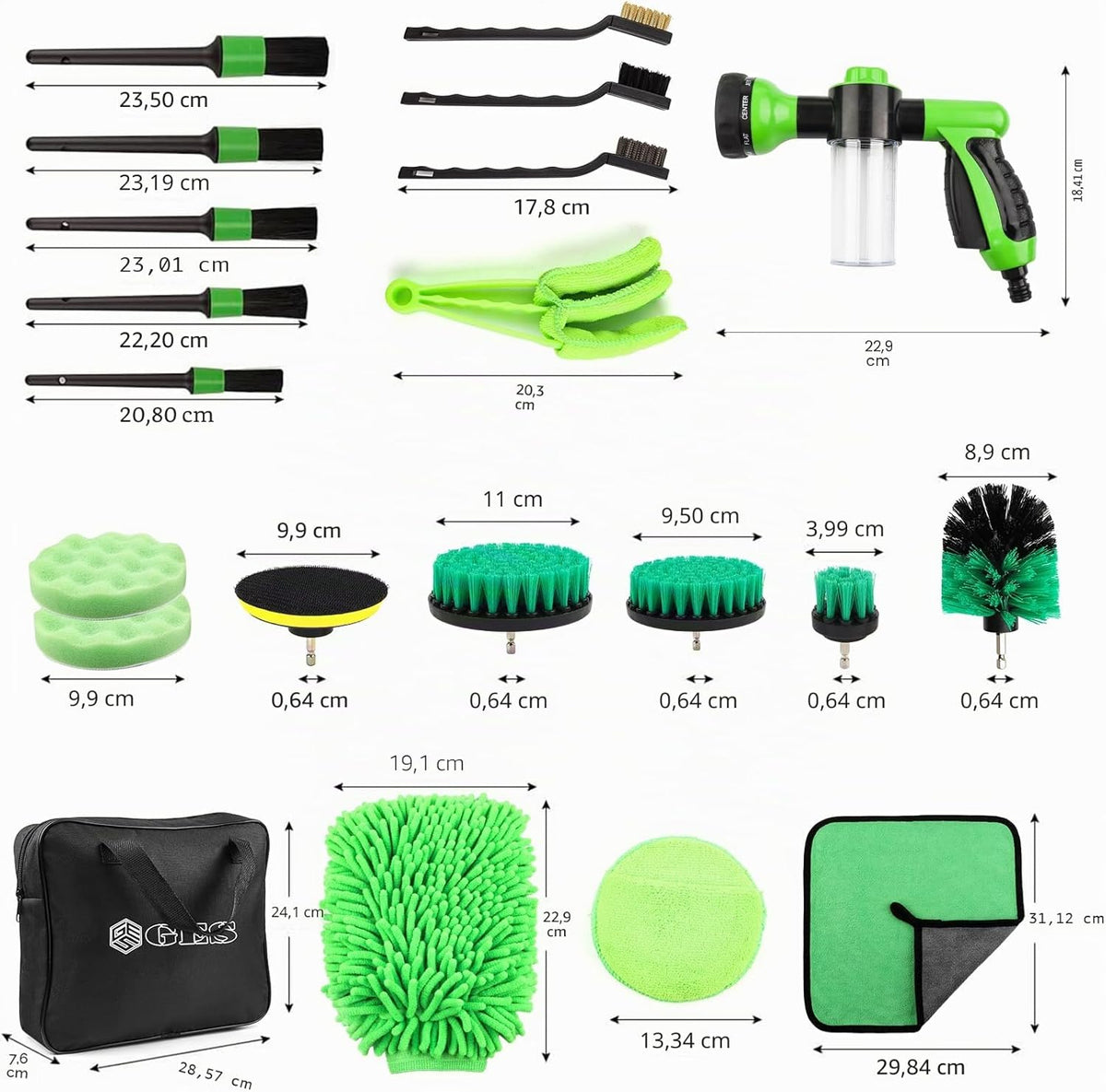 Pulverizador De Espuma Para Lavado De Autos Con Boquilla Para Manguera De Agua De Jardín - Kit De Limpieza De Autos De 21 Piezas - Pulverizador De Lavadora Automática Con Bolsa De Almacenamiento