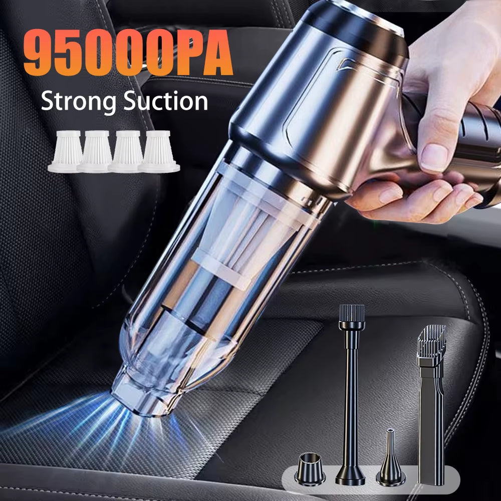Aspirador De Coche Inalámbrico 95000PA, Aspirador De Succión Fuerte, Aspirador Portátil De Mano, Soplador 2 En 1 Para El Hogar Del Coche