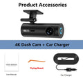 3840*2160P Dvr Para Coche Dashcam 4K Dash Cam Para Coches Grabadora De Vídeo Cámara Frontal Wifi Para Suministros De Vehículos 24H Estacionamiento Noche V