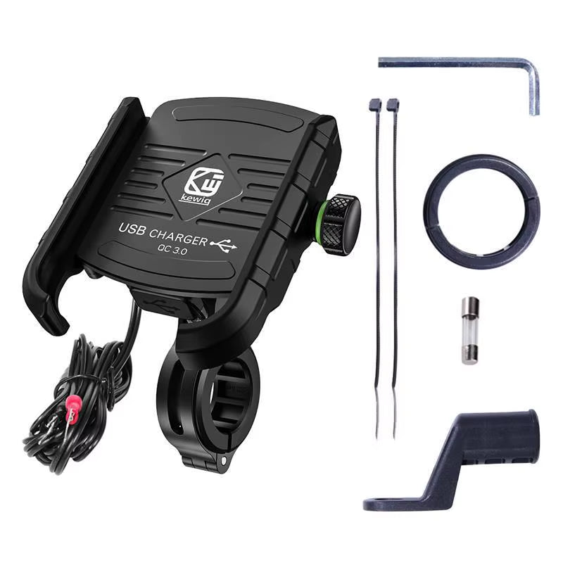 Soporte Para Teléfono Móvil De Motocicleta, Soporte Para Teléfono Móvil De Moto, Soporte GPS Con Cargador USB QC 3,0 Resistente Al Agua