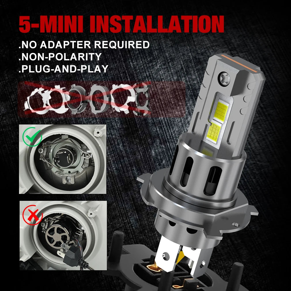 30000LM H4 Faros LED 48 Uds 3570 Chips CSP Turbo Ventilador Canbus 9003 H4 Bombillas LED Para Coche Motocicleta 6500K 12V 24V