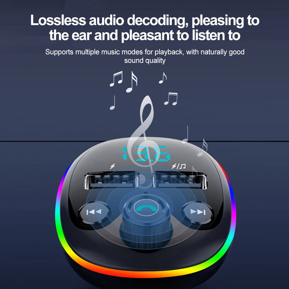Transmisor FM Bluetooth Para Coche, Adaptador PD Tipo C Para Coche, Cargador Rápido USB Dual, Modulador De Radio Manos Libres, Reproductor MP3, Compatible Con Tarjeta TF