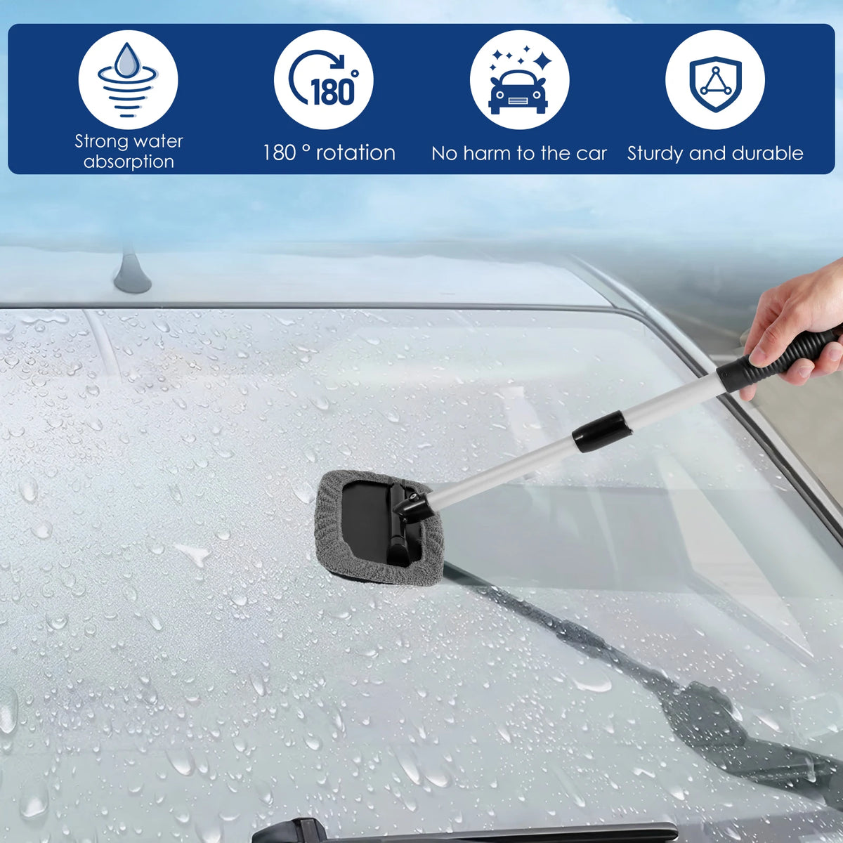 Nuevo Kit De Cepillo Limpiador De Ventanas De Coche, Fregona De Limpieza De Parabrisas, Toalla De Microfibra, Detalle Interior De Coche Con Mangos Largos, Herramientas De Limpieza