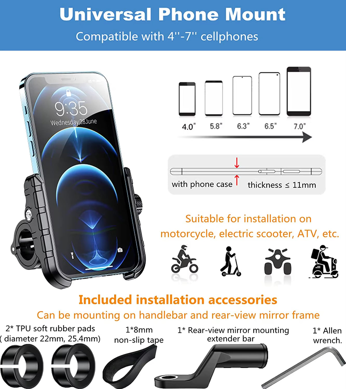 Soporte Para Teléfono Móvil De Motocicleta, Soporte Para Teléfono Móvil De Moto, Soporte GPS Con Cargador USB QC 3,0 Resistente Al Agua