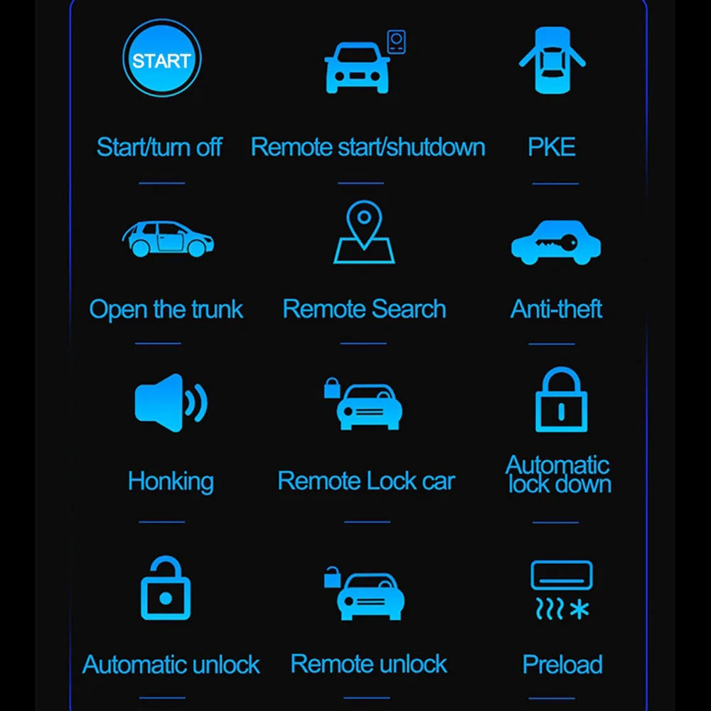 Kit De Parada De Arranque Remoto Universal Para Coche, Bluetooth, Control Por Aplicación De Teléfono Móvil, Encendido Del Motor, Maletero Abierto, Alarma De Entrada Sin Llave PKE Para Coche