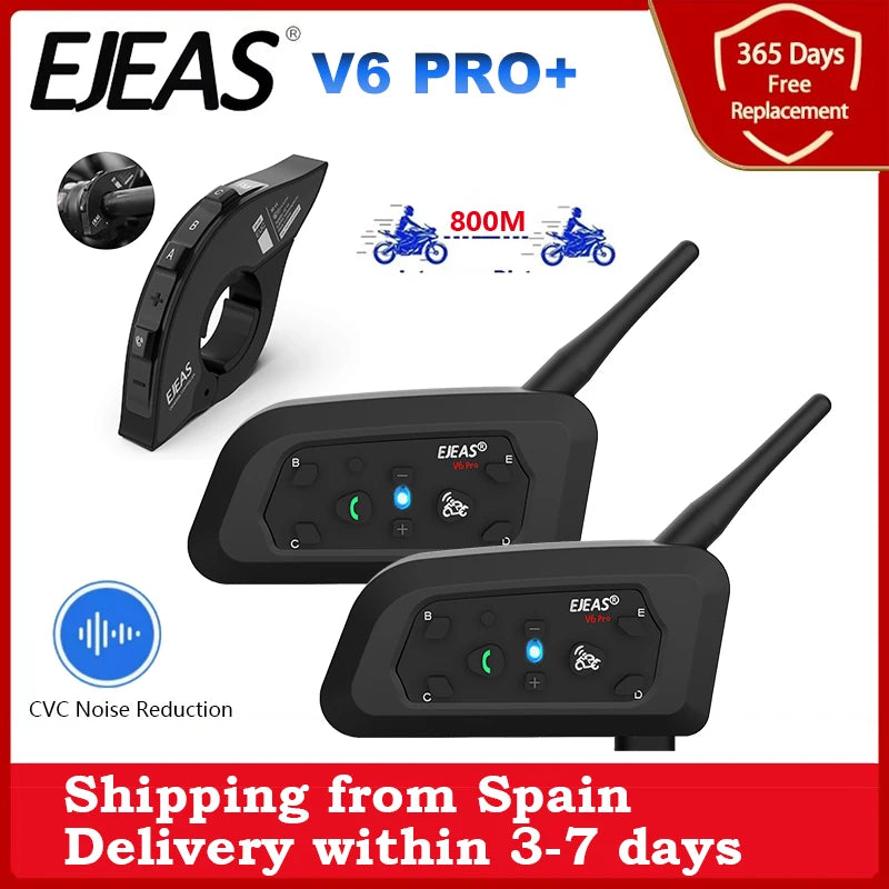 V6 PRO + Intercomunicador Para Casco De Motocicleta Auriculares Bluetooth Soporte EUC CVC Reducción De Ruido Impermeable IP67 Tiempo De Espera 260H