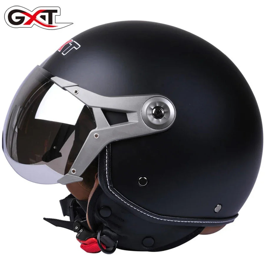 Casco De Motocicleta 3/4 Cara Abierta Vintage Casco Moto Hombres Retro Moto Casco Verano Scooter Moto Casco De Montar Casque Moto 110B