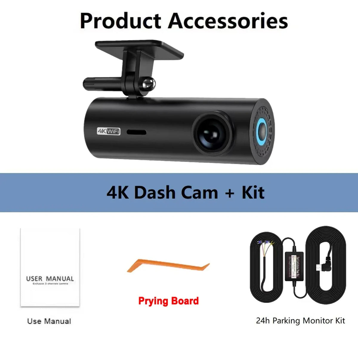 3840*2160P Dvr Para Coche Dashcam 4K Dash Cam Para Coches Grabadora De Vídeo Cámara Frontal Wifi Para Suministros De Vehículos 24H Estacionamiento Noche V
