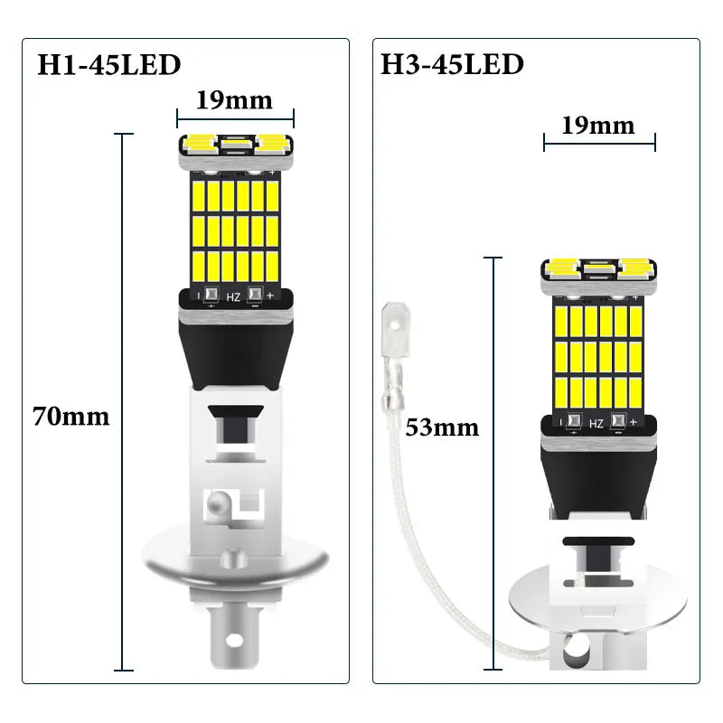 2PCS H1 LED H3 LED Lámparas Para Coche, Luces Antiniebla LED, Bombillas LED Para Faros Antiniebla 6000K Blancas, Lámpara Antiniebla Automática, Luz Diurna BLANCO/ÁMBAR/ROJO
