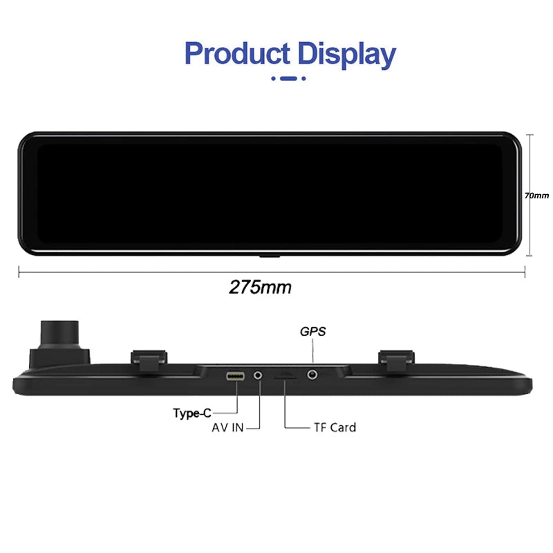 Cámara Para Coche E-ACE 4K WIFI, Grabadora DVR De 12 Pulgadas Con Espejo Retrovisor, Compatible Con 1080P Sony, Caja Negra, Cámara De Visión Trasera, Accesorios