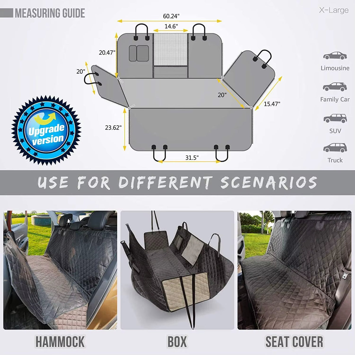 Funda Protectora Para Asiento De Coche Para Perros, Colchoneta Impermeable Para Transporte De Mascotas, Protector De Asiento Trasero De Coche, Hamaca Para Perros Pequeños Y Grandes