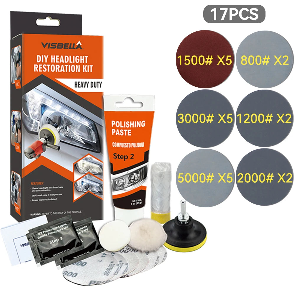 Kit De Restauración De Faros Delanteros De Coche, Pulidor De Luz, Restaurador, Reparación, Pasta De Pulido, Detalles, Faro De Plástico, Encerado, Polímero Líquido
