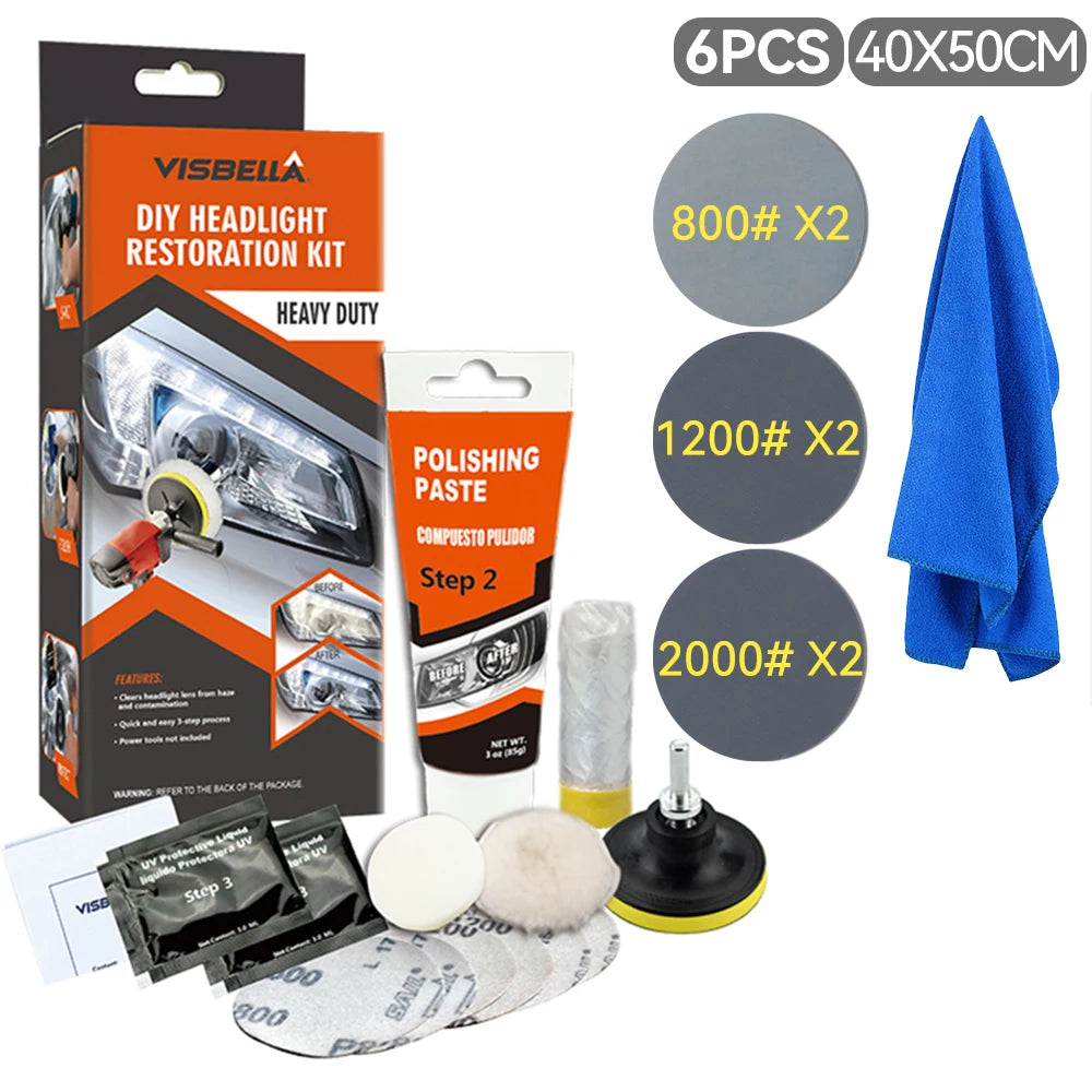 Kit De Restauración De Faros Delanteros De Coche, Pulidor De Luz, Restaurador, Reparación, Pasta De Pulido, Detalles, Faro De Plástico, Encerado, Polímero Líquido