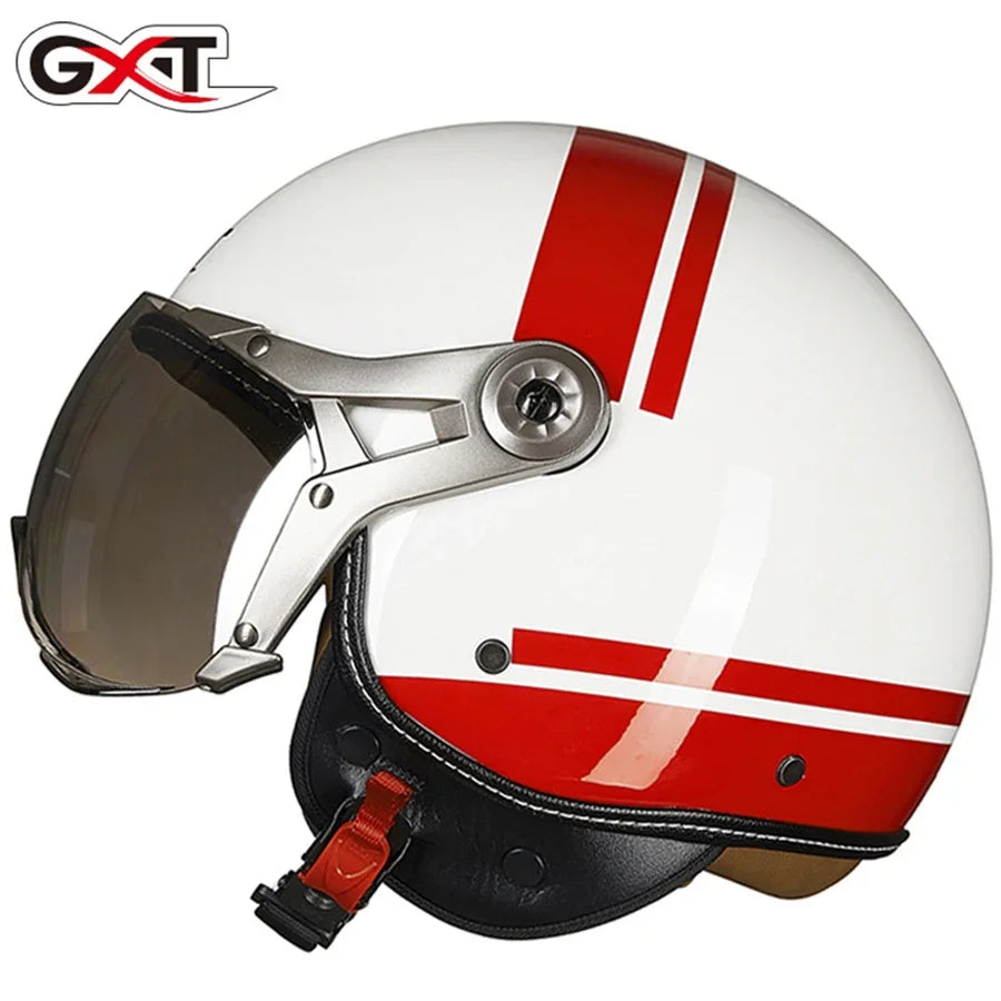 Casco De Motocicleta 3/4 Cara Abierta Vintage Casco Moto Hombres Retro Moto Casco Verano Scooter Moto Casco De Montar Casque Moto 110B
