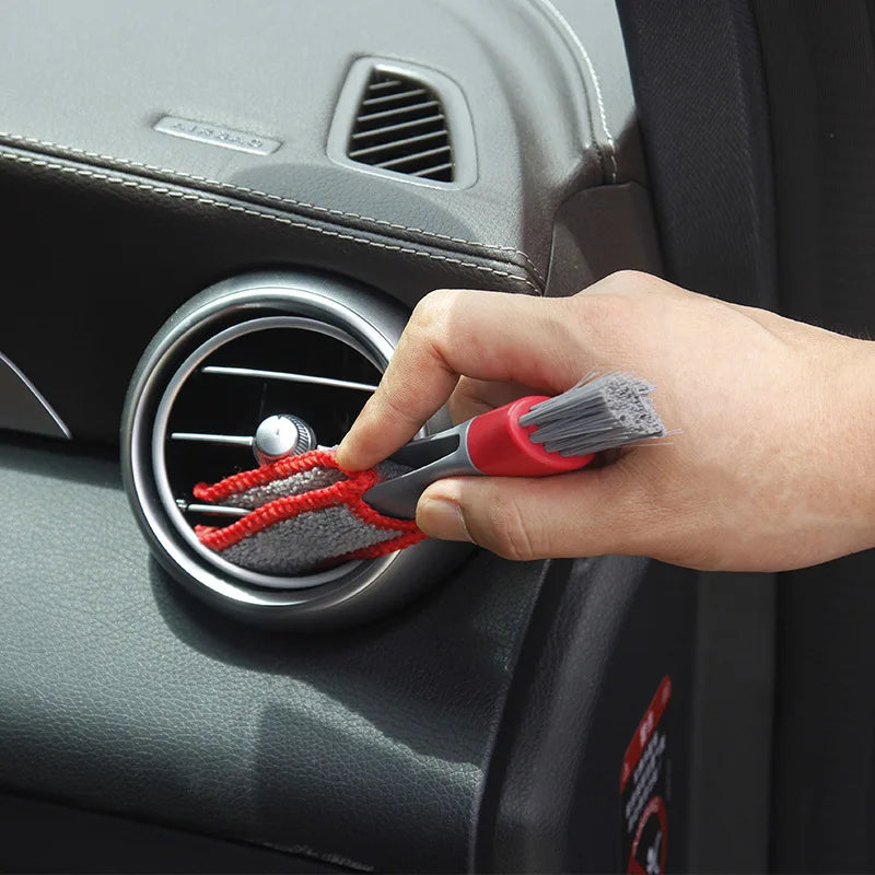 Cepillos De Limpieza De Detalles De Coche De Doble Cabezal, Limpieza De Salida De Aire De Coche, Acondicionador, Rejilla, Plumero, Cepillos De Limpieza, Herramientas De Limpieza Interior De Coche