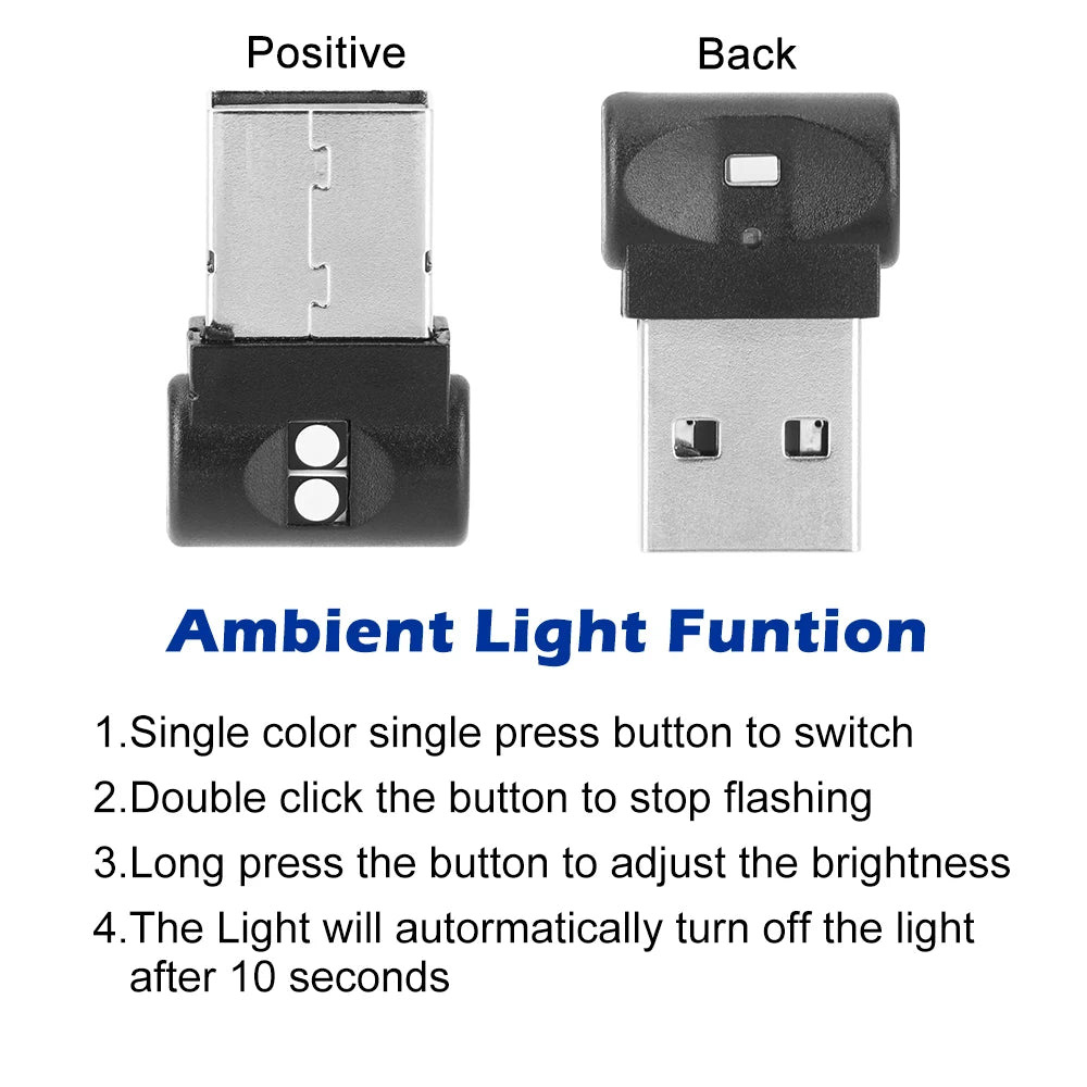 Mini Luz LED USB Para Coche, Luz De Ambiente Interior Para Coche, Iluminación De Emergencia, PC, Lámpara Decorativa Colorida, Accesorio Para Coche